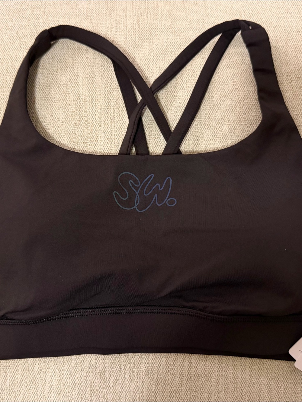 Lululemon Black Strappy Sports Bra with 2026 SeaWheeze “SW.” Logo - Picture 2 of 3